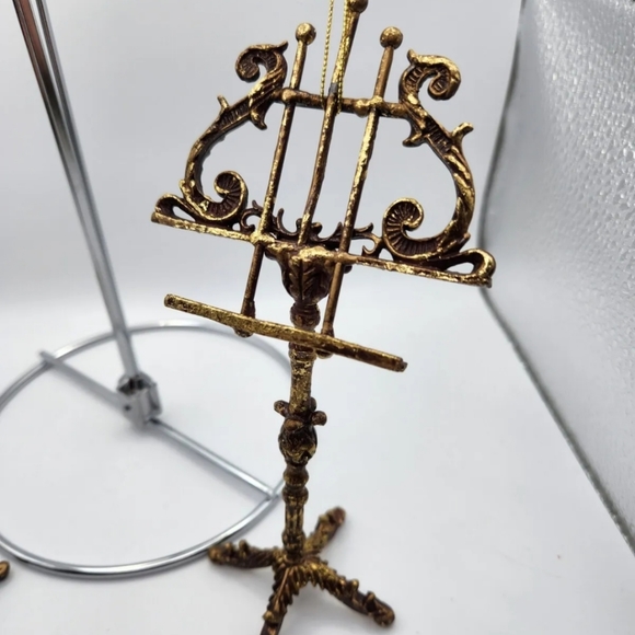 Christmas Ornament, Set of 2 music stands, Gold - Picture 3 of 8